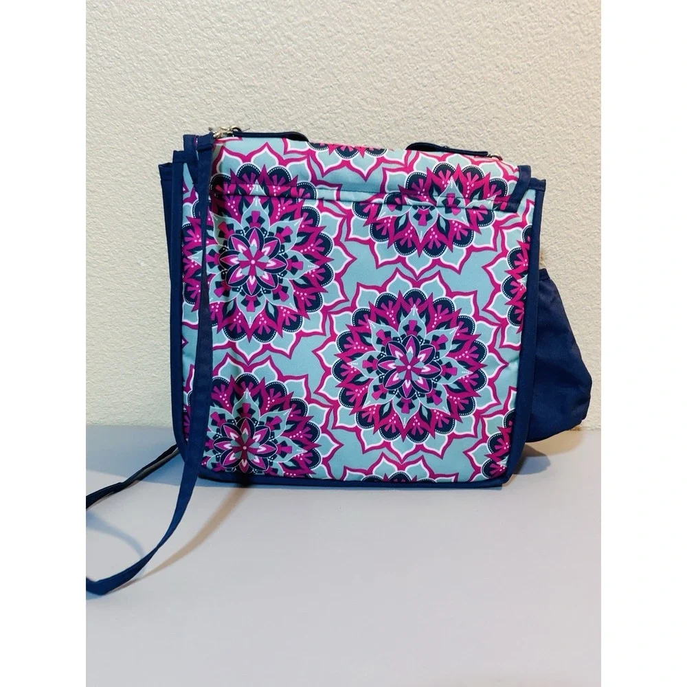 Fit & Fresh Large Insulated Lunch Bag Box Pink Blue Mandala Magnetic Close Clean